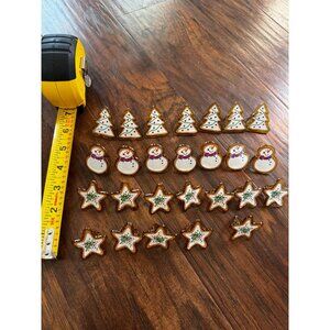 26 Christmas cookie rings cupcake cake toppers party favors sparkle brown